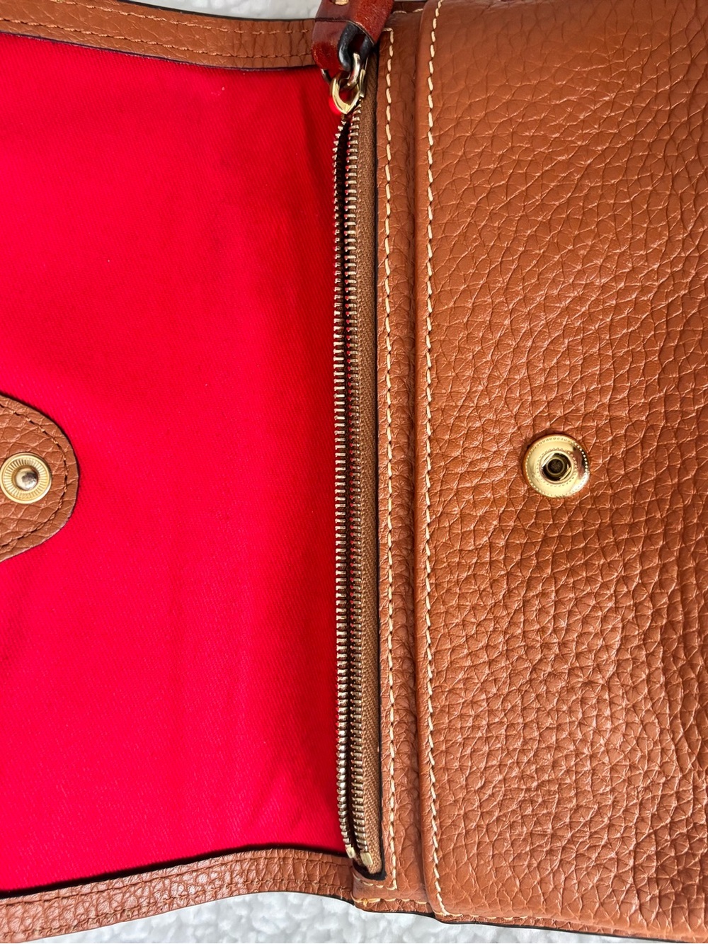 Dooney & Bourke Pebbled Leather Wristlet in Cognac - Picture 2 of 4